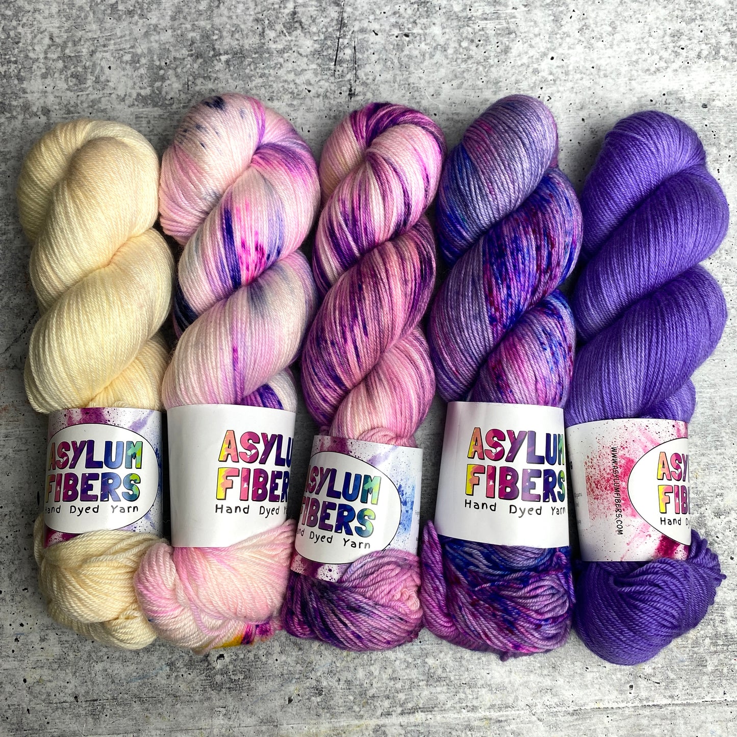 Ready to Ship - Purple Fade of 5 on Luxe Fingering