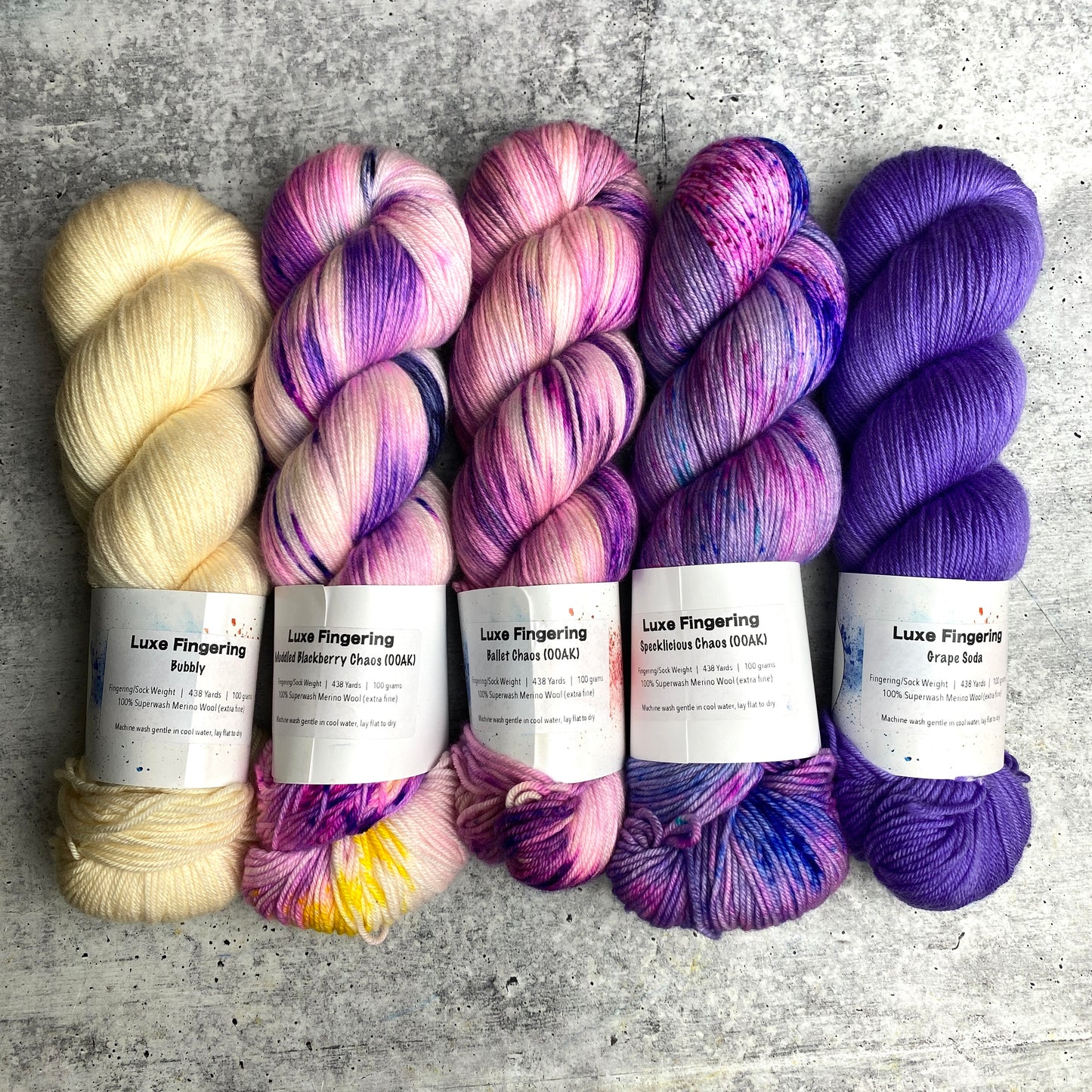 Ready to Ship - Purple Fade of 5 on Luxe Fingering