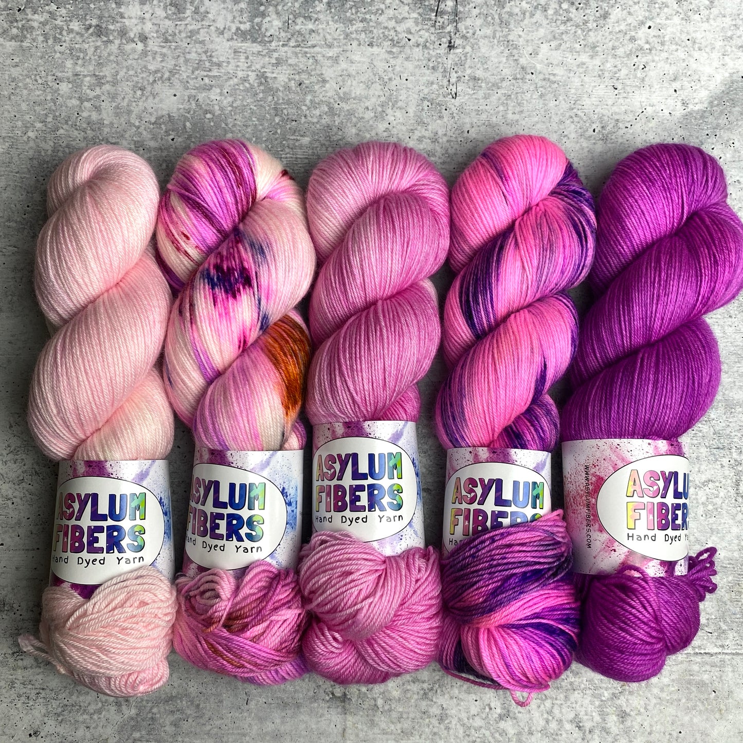 Ready to Ship - Pink Fade of 5 on Luxe Fingering