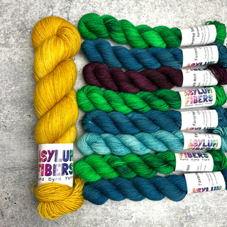 Granny Stripe Shawl Kit - Gold, Green, and Blue in Between