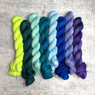 Westknits Color Kaleidoscope Kit "Iridescent" on Merino Fingering - Ready to Ship