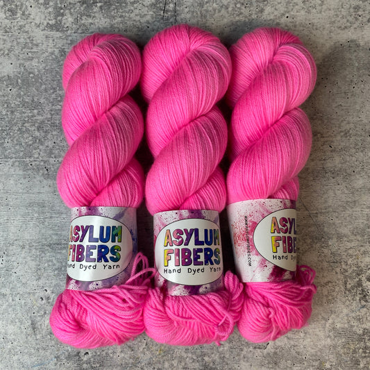 Barbie Pink (Dye Lot 2) on Luxe Fingering - Ready to Ship