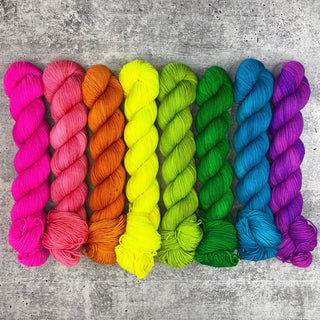Westknits Color Kaleidoscope Kit "Neon Prism" on Merino Fingering - DYED to ORDER