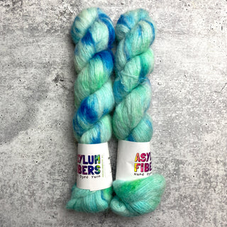 Aquamarine Chaos on Suri Silk - Ready to Ship
